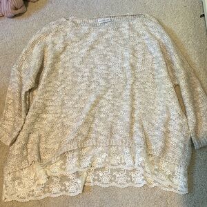 Cream sweater with lace detailing